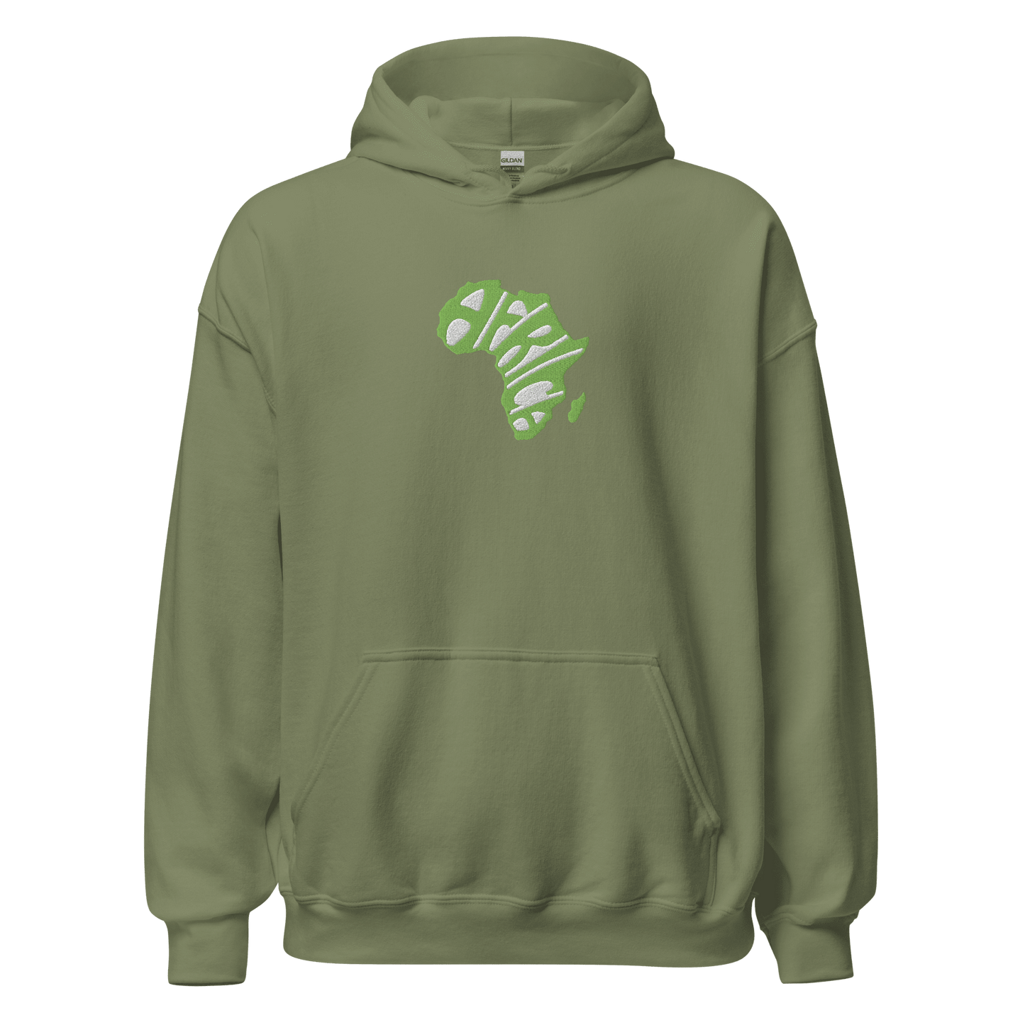 Green hoodie with Africa logo