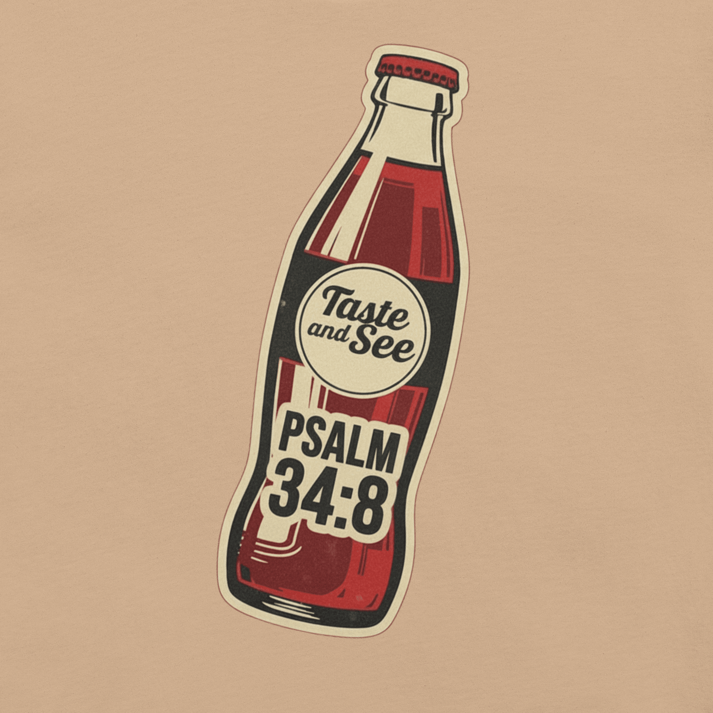 Faith-inspired Psalm 34:8 t-shirt encouraging trust in YHWH and His goodness through Scripture.