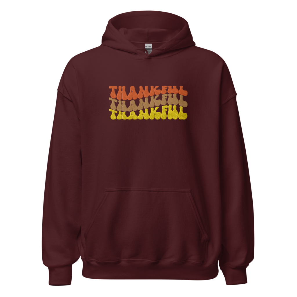 L-YAH-on Thankful Embroidery Hoodie