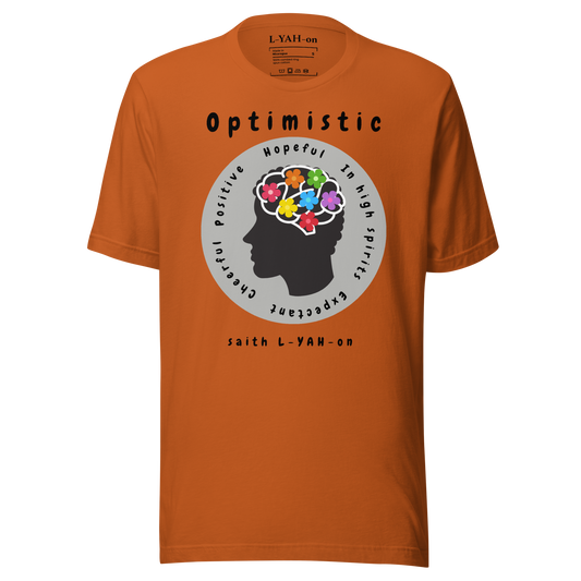 Orange t-shirt with a graphic design and text on a white background
