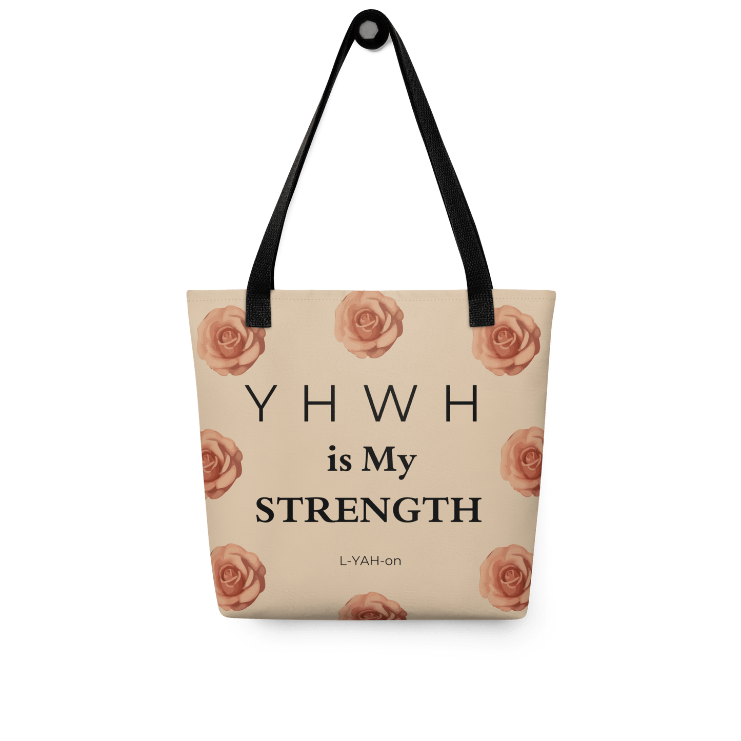 YHWH Is My Strength Tote Bag - Faith-based accessories