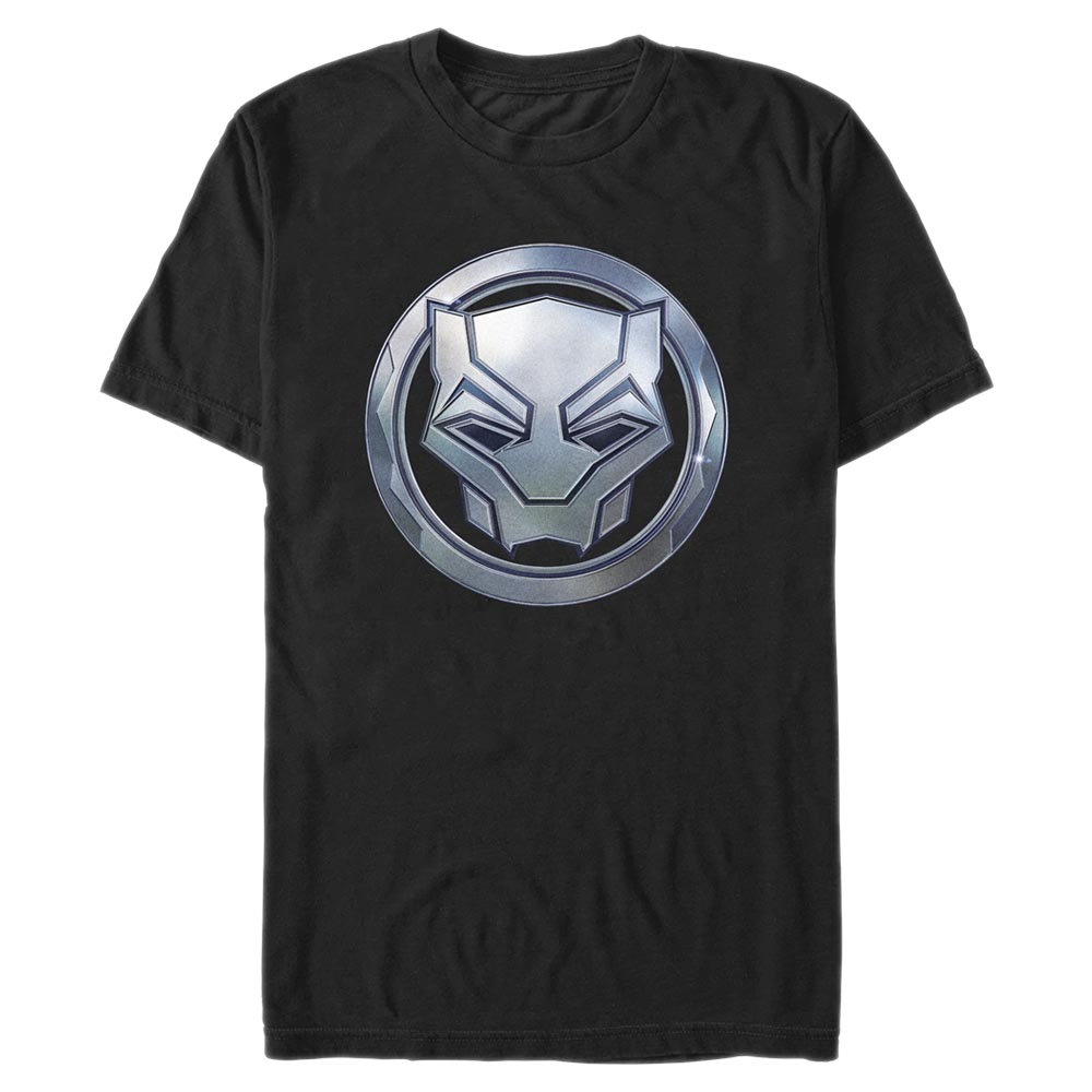 Men's Marvel Black Panther Wakanda Forever Black Panther Sigil Metal T-Shirt