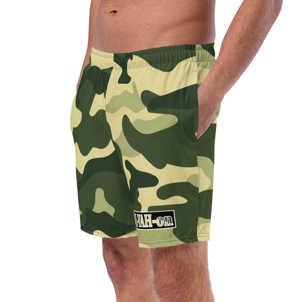 L-YAH-on Green Camo Men's Swim Trunks