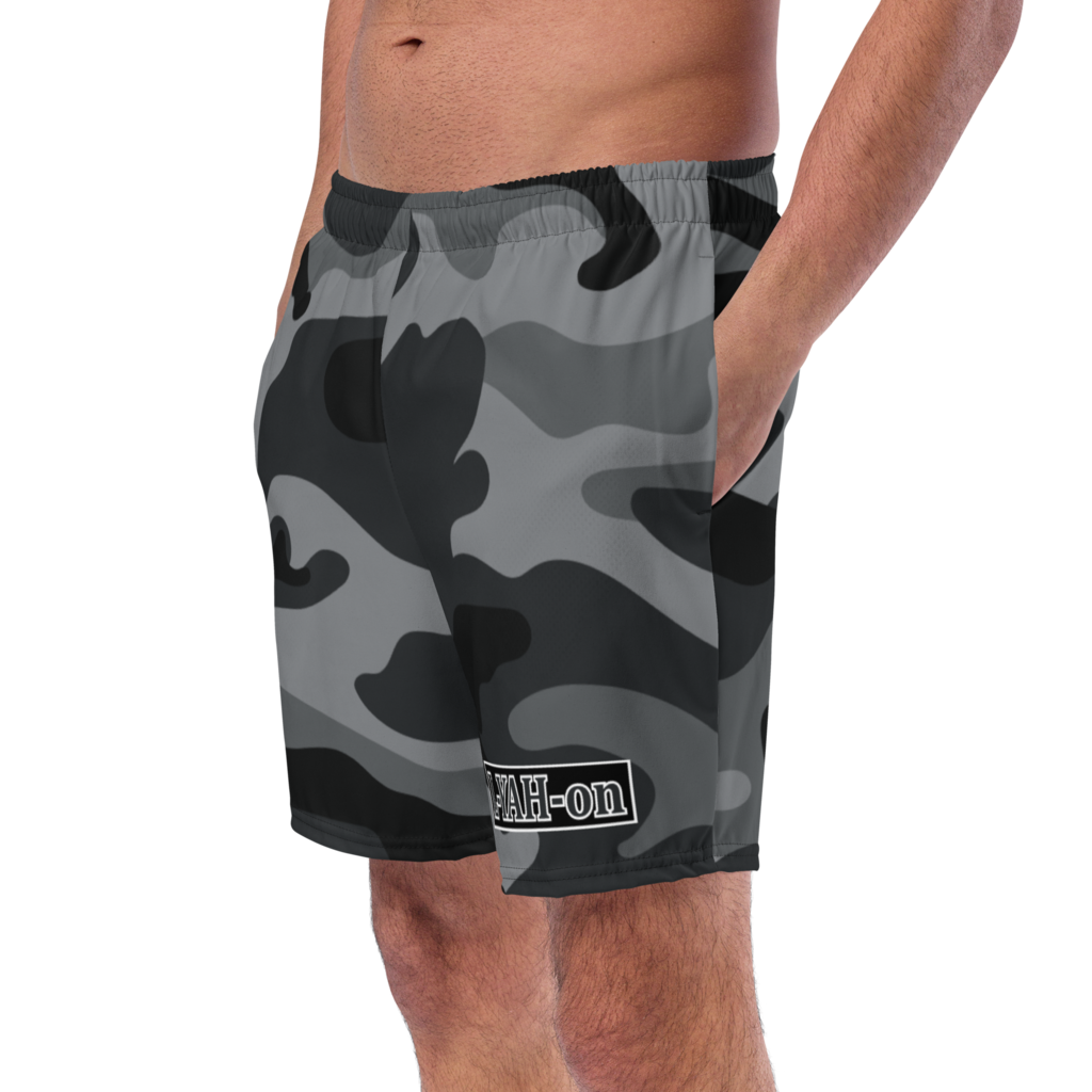 L-YAH-on Grey Camo Men's Swim Trunks