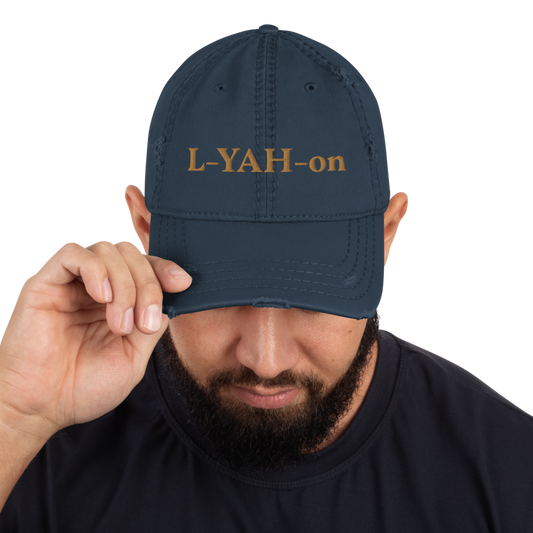 Distressed 3D L-YAH-on Dad Hat