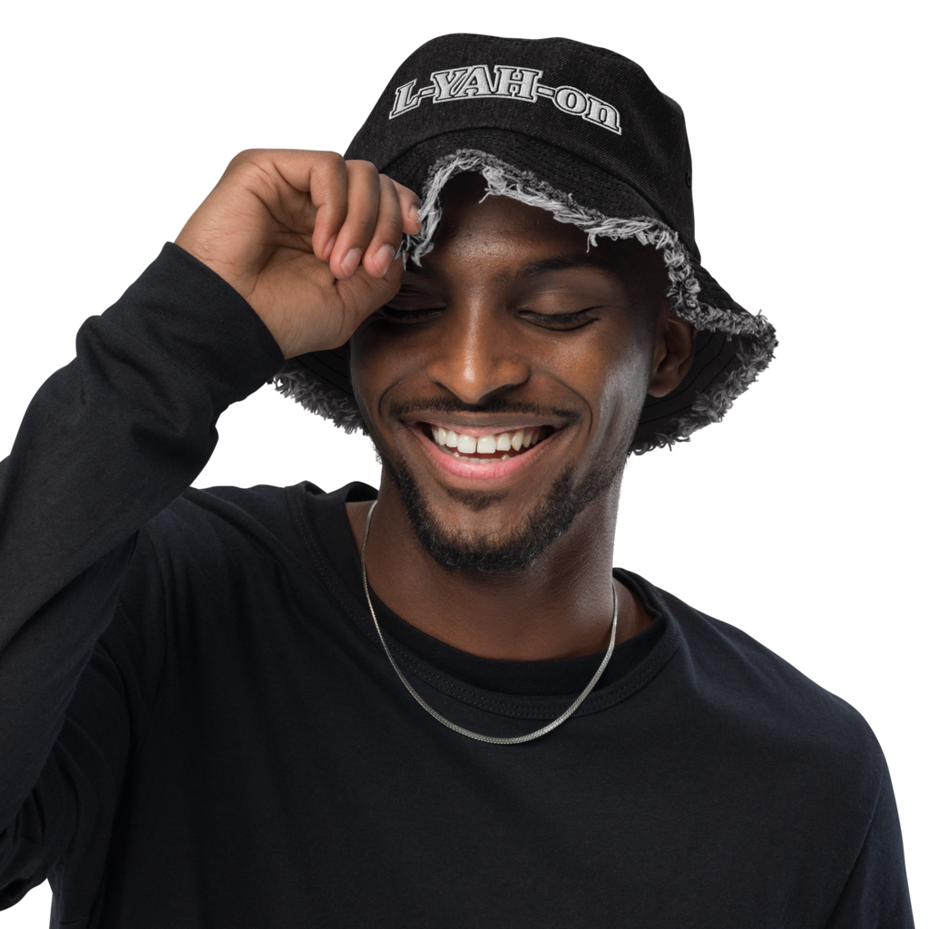 L-YAH-on Distressed Denim Bucket Hat