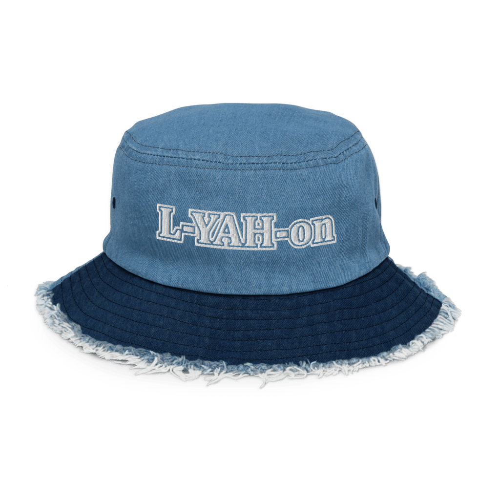 A blue distressed denim bucket hat - inspirational accessories - faith-based online store
