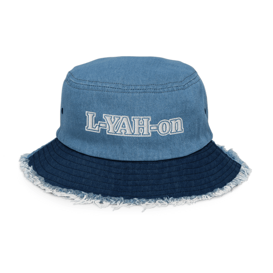 A blue distressed denim bucket hat - inspirational accessories - faith-based online store