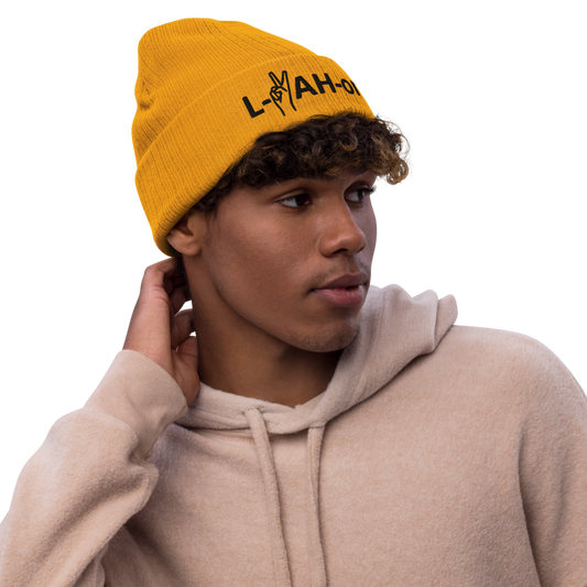 L-YAH-on & Peace Recycled Cuffed Beanie - Black Logo
