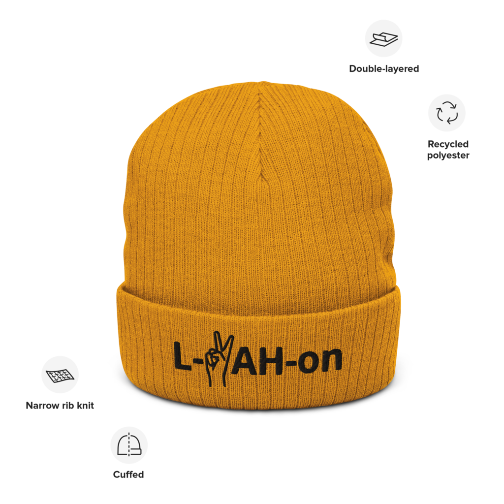 L-YAH-on & Peace Recycled Cuffed Beanie - Black Logo