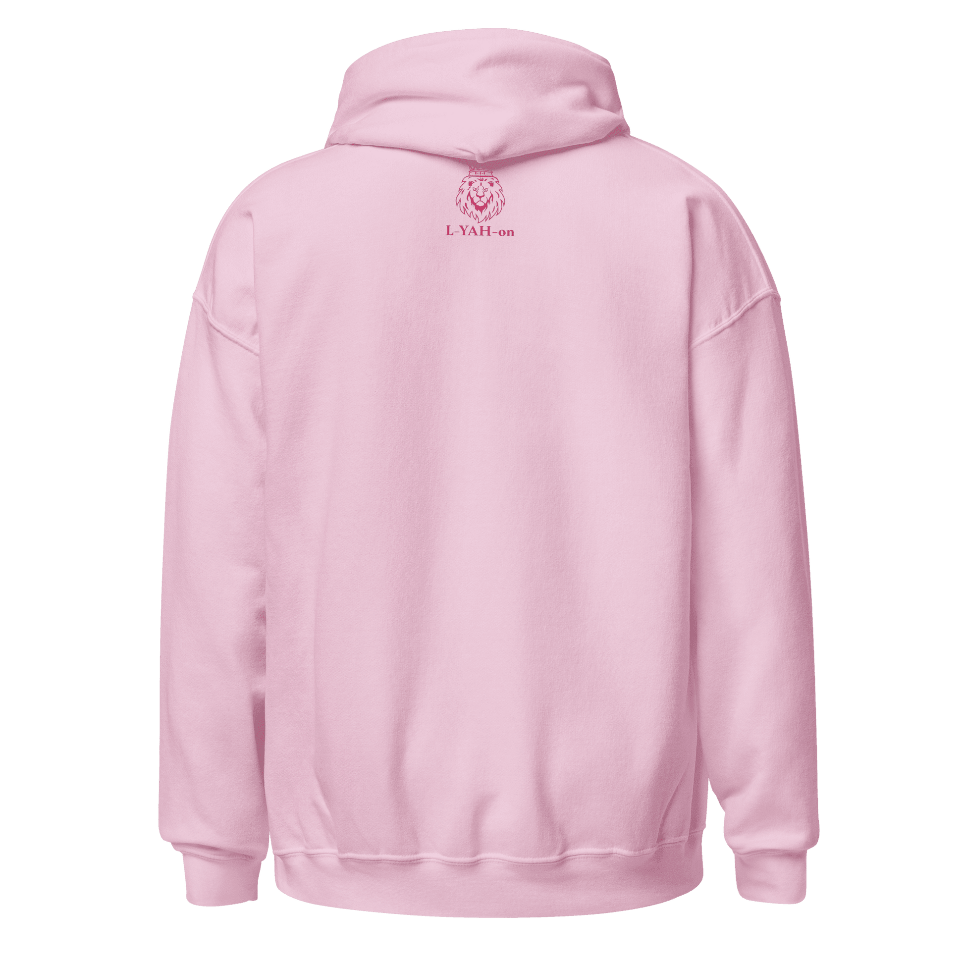 Pink hoodie with a logo on the back 