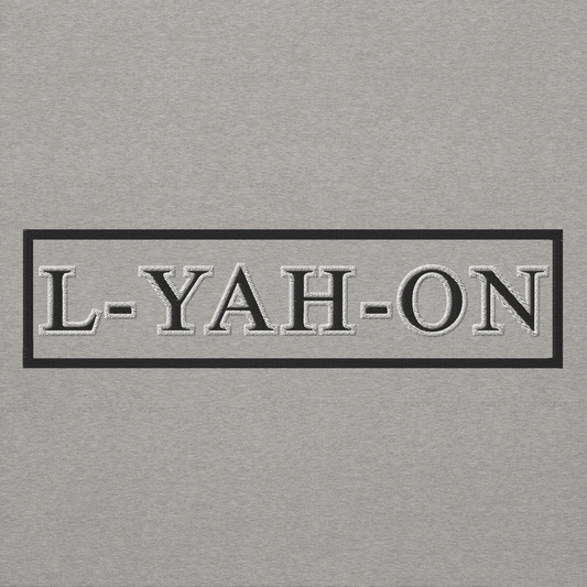Text 'L-YAH-ON' embossed on a gray background