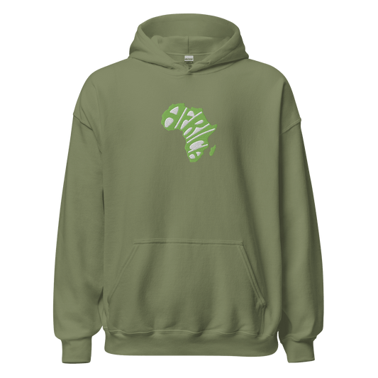 Green hoodie with Africa logo
