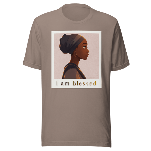 I Am Blessed by YHWH – Brown Grace Polaroid Tee - L - YAH - onT-Shirt