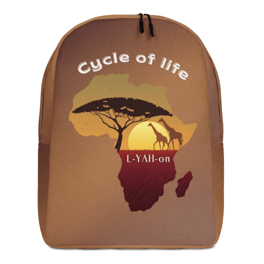 Backpack with 'Cycle of life' and 'L-YAH-on' design