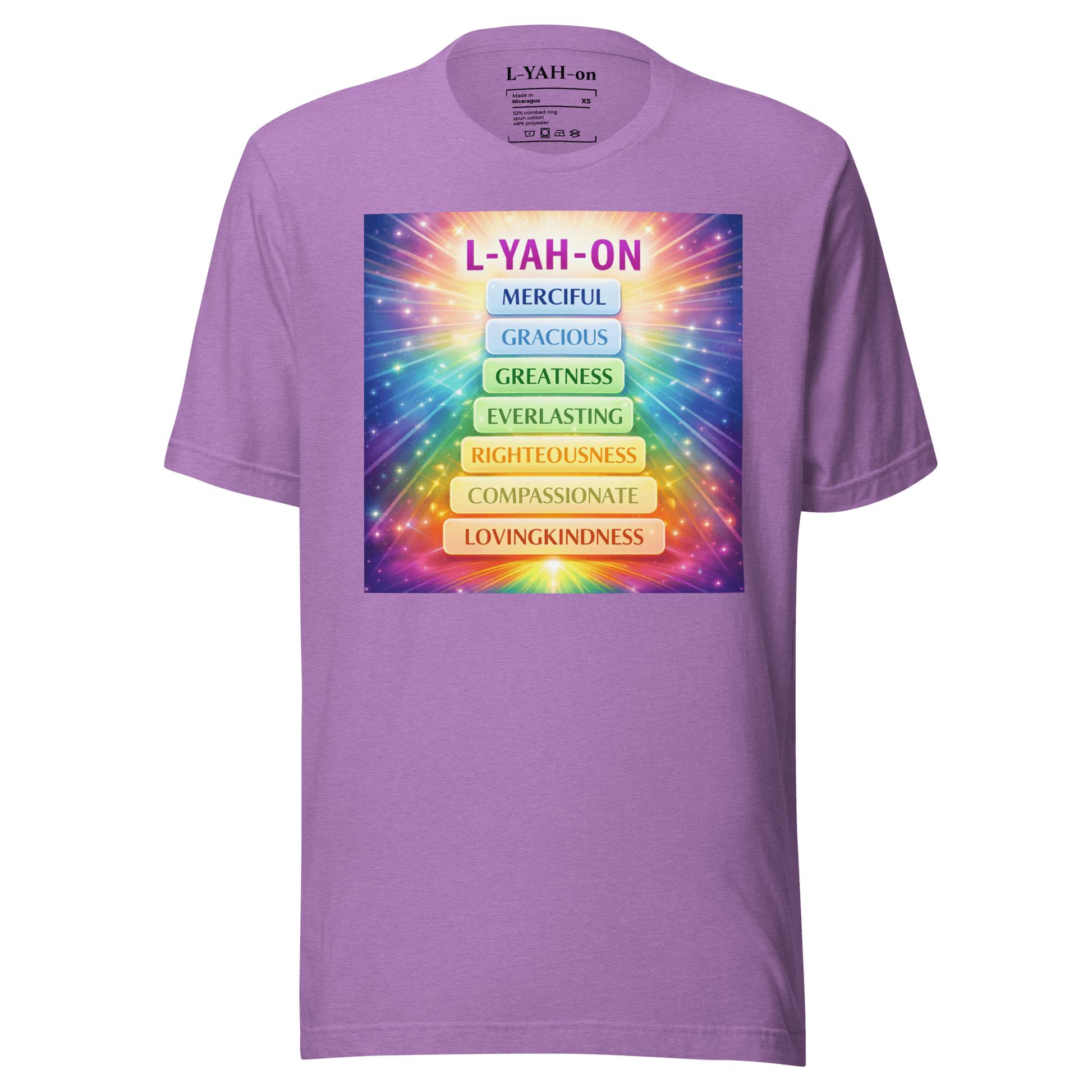 Purple t-shirt - L-YAH-on Attributes T-Shirt - faith-based lifestyle