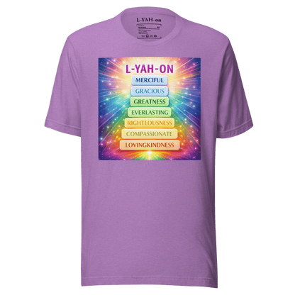 Purple t-shirt - L-YAH-on Attributes T-Shirt - faith-based lifestyle