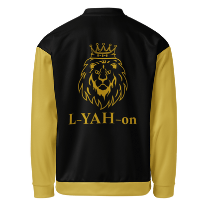 Black and yellow jacket with a lion emblem and 'L-YAH-on' text on the back.