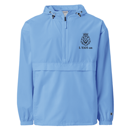 Light blue jacket with a logo and text  - windbreaker - faith-based online store