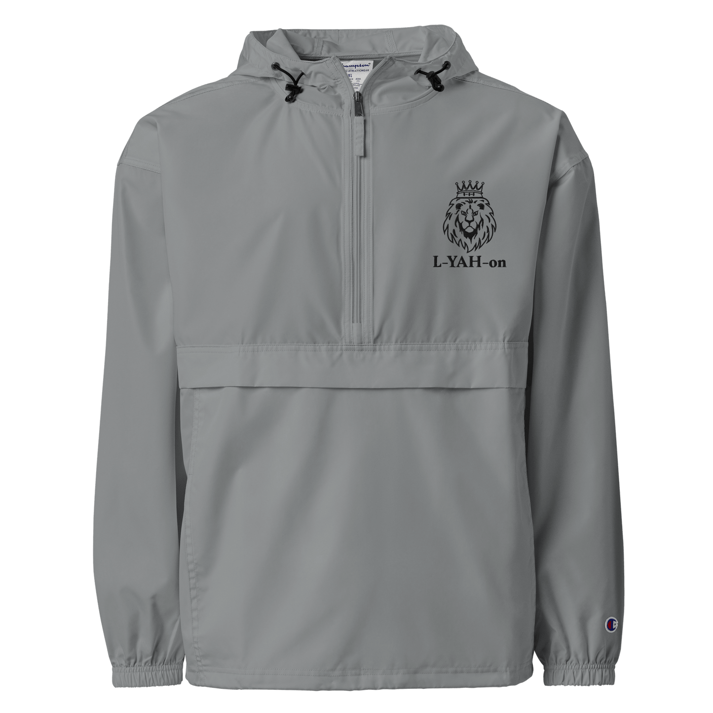 Gray jacket with a brand logo on a white background