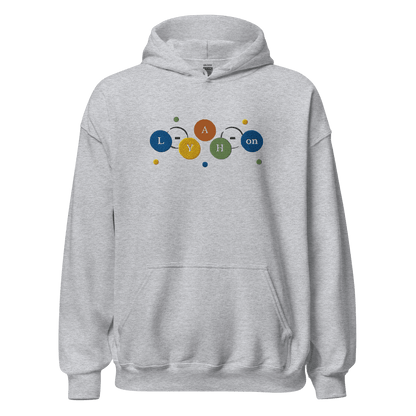 Gray hoodie with colorful design