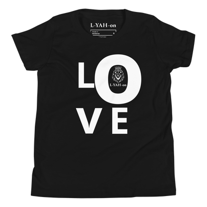Black t-shirt with 'LOVE' printed in white - inspirational tee