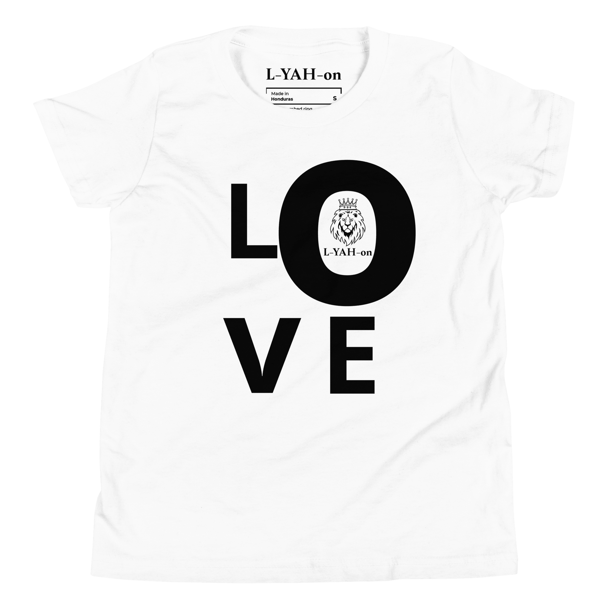 White t-shirt with 'LOVE' printed - inspirational tee