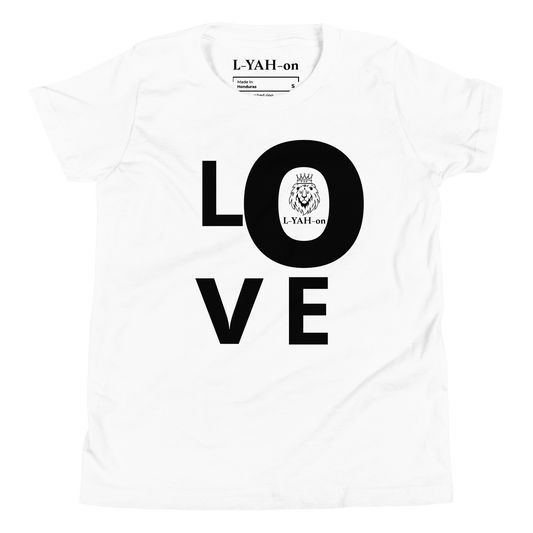 White t-shirt with 'LOVE' printed - inspirational tee