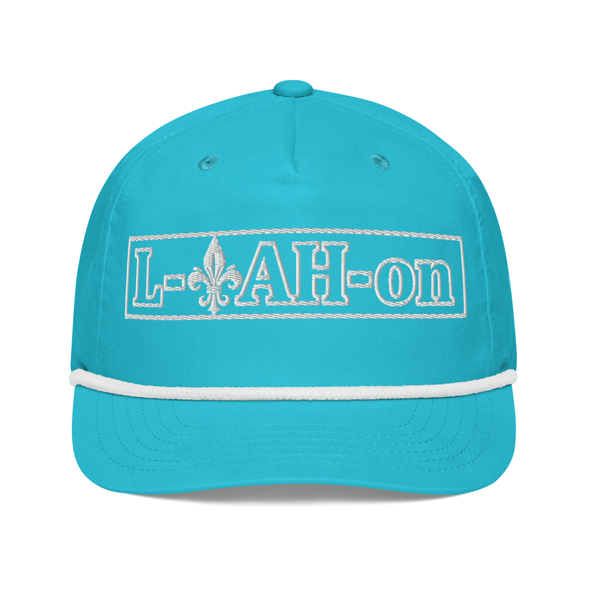 L - YAH - on Turquoise Principality Cap - L - YAH - on Snapback Hat