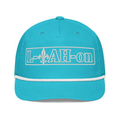 L - YAH - on Turquoise Principality Cap - L - YAH - on Snapback Hat