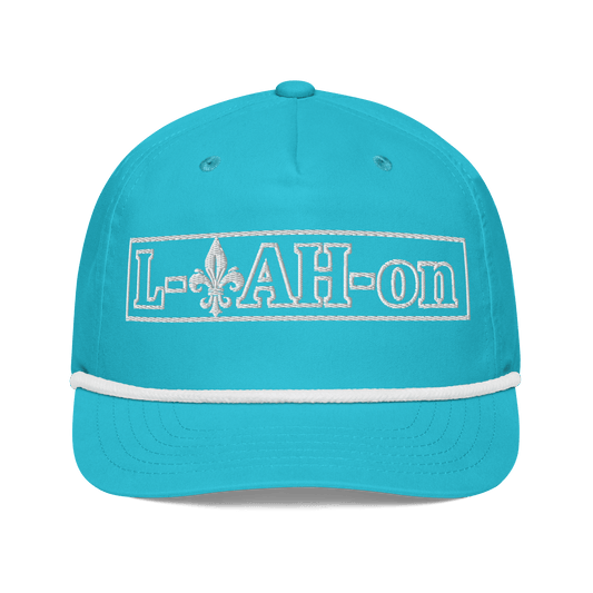 L - YAH - on Turquoise Principality Cap - L - YAH - on Snapback Hat