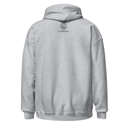 Gray hoodie with a logo on the back  - faith-based lifetstyle