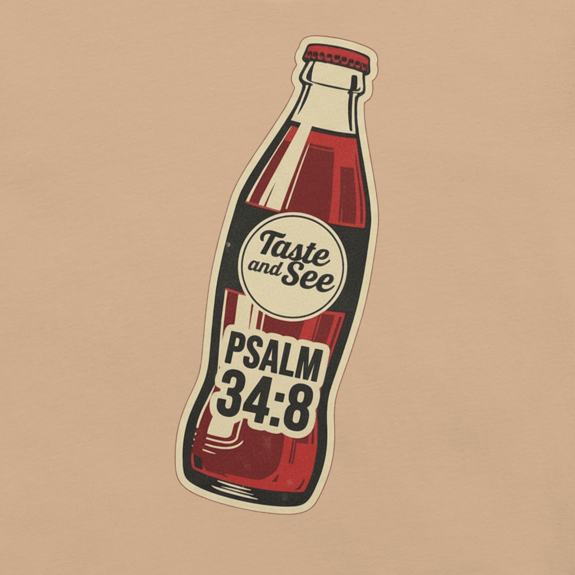 Faith-inspired Psalm 34:8 t-shirt encouraging trust in YHWH and His goodness through Scripture.