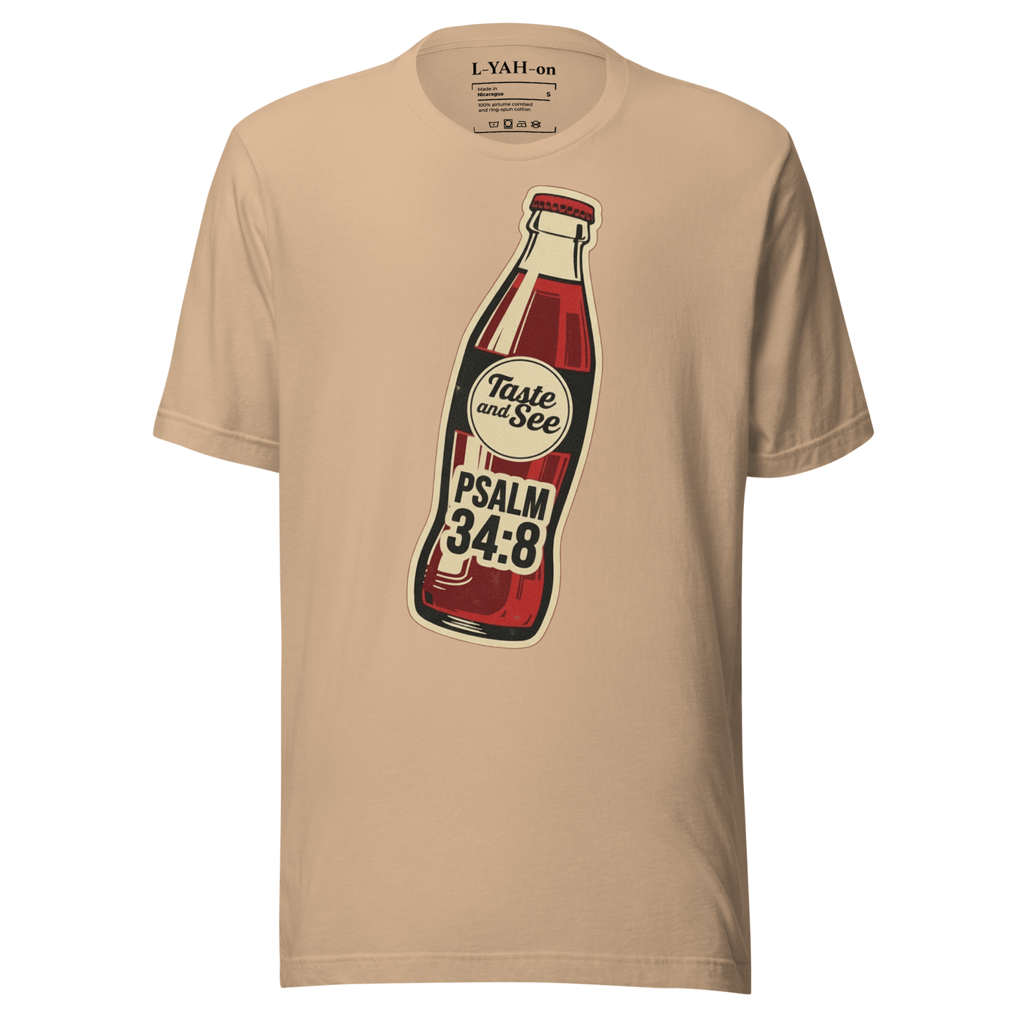 Psalm 34:8 faith-based t-shirt featuring an inspirational Scripture design about experiencing the goodness of YHWH.