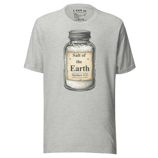 Gray t-shirt with a jar graphic and text on a white background