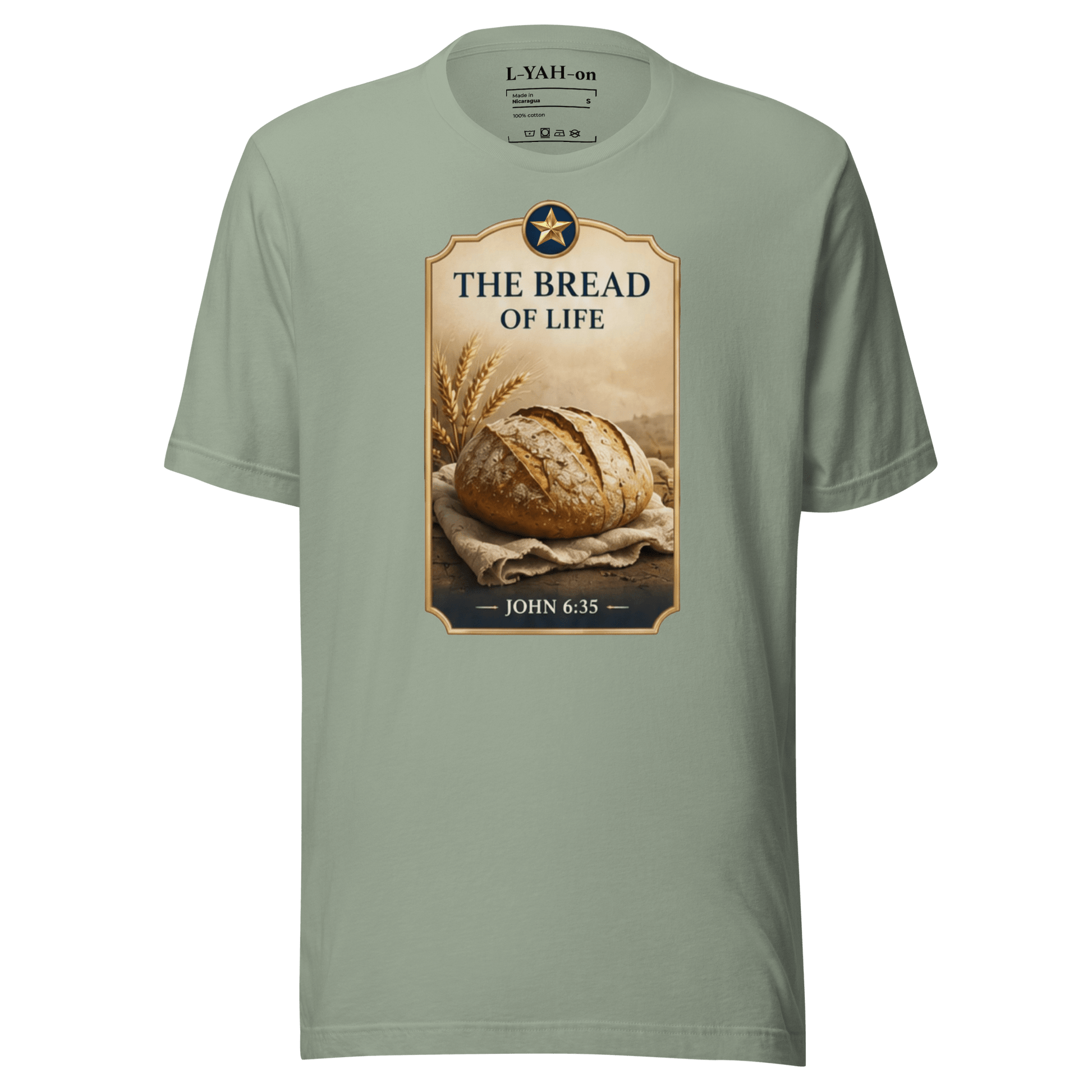 Faith-inspired The Bread of Life T-shirt inspired by John 6:35. An apparel with timeless style and meaning.