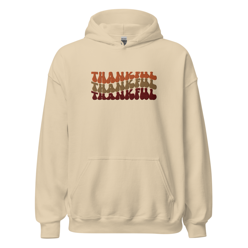 L-YAH-on Thankful Embroidery Hoodie