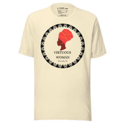 scripture t-shirt with 'Virtuous Woman' graphic design - faith-based online store