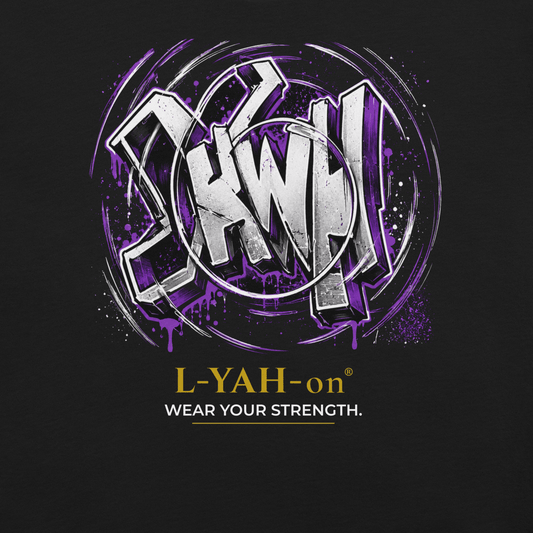 Black YHWH Graffiti T-shirt with vibrant graffiti artwork celebrating the sacred Name of YHWH in bold urban style