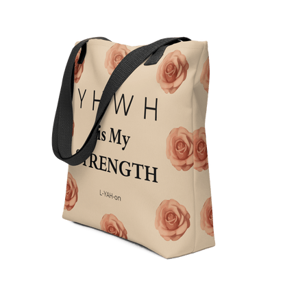 YHWH Is My Strength Tote Bag - Faith-based accessories