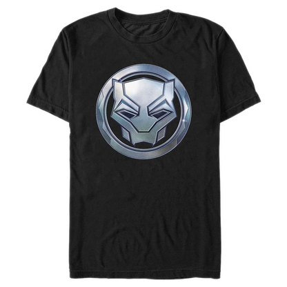 Men's Marvel Black Panther Wakanda Forever Black Panther Sigil Metal T-Shirt