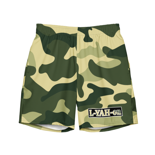 L-YAH-on Green Camo Men's Swim Trunks