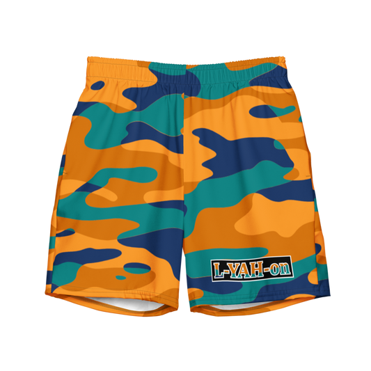 L-YAH-on Orange Camo Men's Swim Trunks