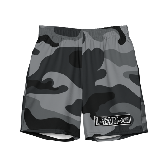 L-YAH-on Grey Camo Men's Swim Trunks