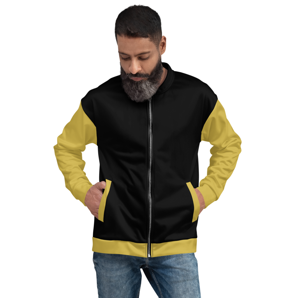 Black and Yellow Fleece Bomber Jacket, Buy Men Jacket
