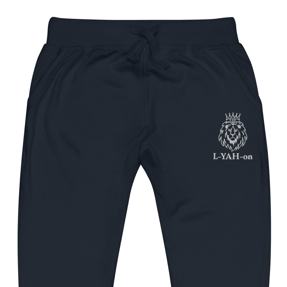 Faith-based embroidered sweatpants L-YAH-on fleece joggers