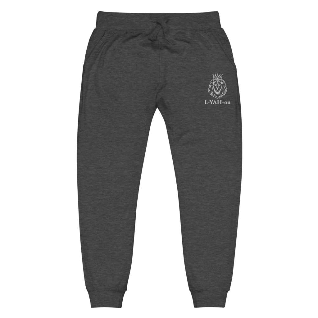 Faith-based embroidered sweatpants L-YAH-on fleece joggers