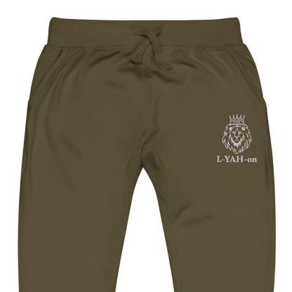 Faith-based embroidered sweatpants L-YAH-on fleece joggers