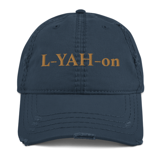 Distressed 3D L - YAH - on Dad Hat - L - YAH - onDistressed Dad Hat