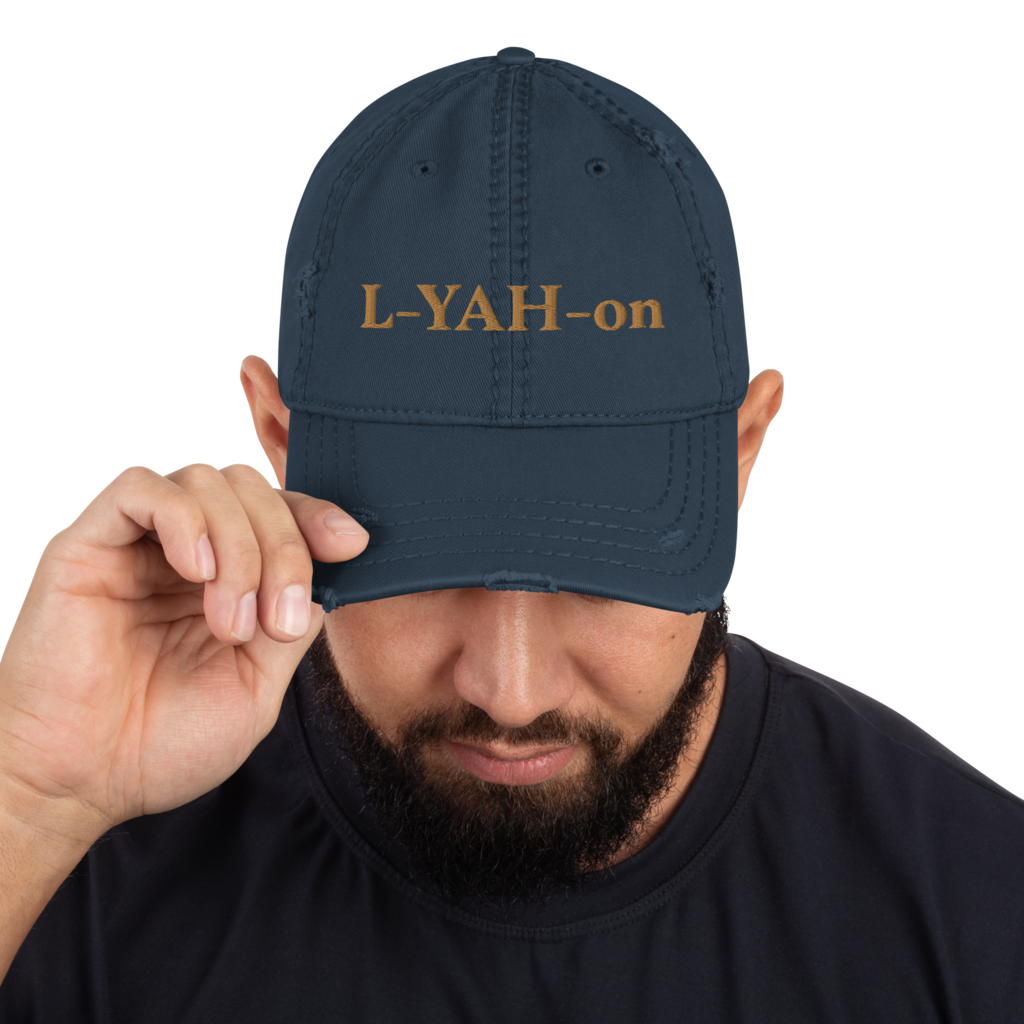 Distressed 3D L-YAH-on Dad Hat